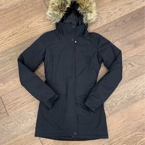 Women's Black Parka with Faux Fur Hood